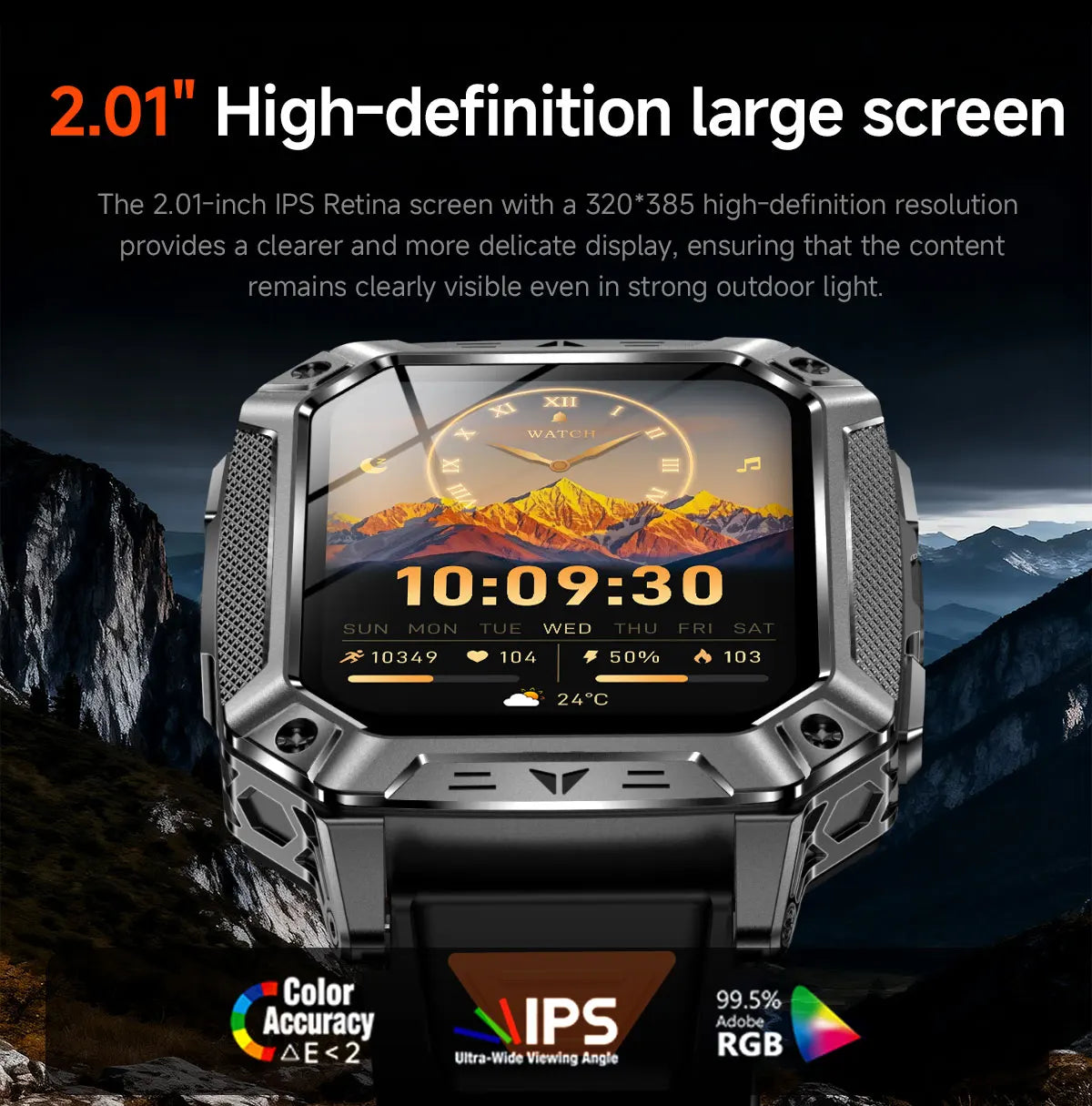 2026 Military 5ATM Waterproof Smart Watch Men 1400mAh Battery GPS Tracks 2.01" HD AMOLED Bluetooth call Sport Fitness Smartwatch