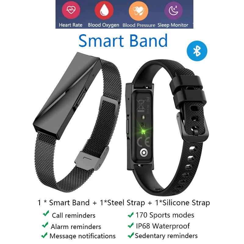 Smart Wristband Waterproof Fitness Heart Rate Blood Pressure Blood Oxygen Monitor Sports Tracker Electronic Bracelet Smart Watch