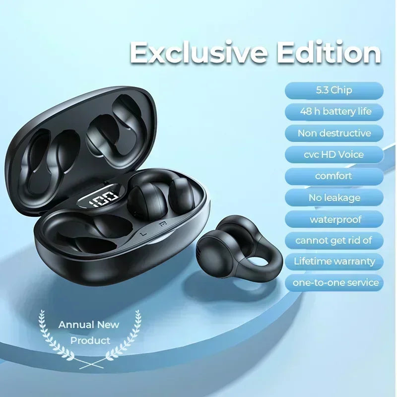 Wireless Earphone Noise Reduction Bluetooth LDE Power Display Earbuds in-Ear Headsets with Mic Touch Control for Phone