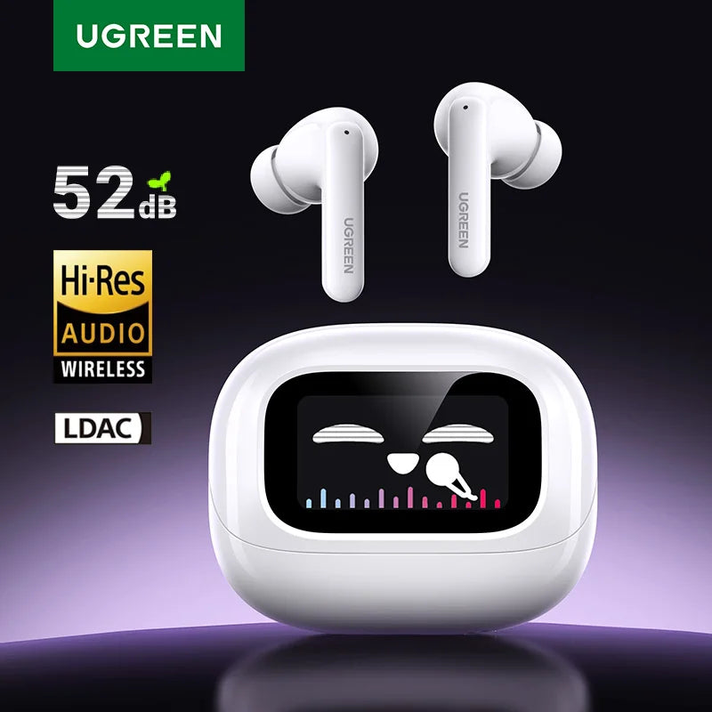 LCD Full Color Smart Screen Wireless TWS Bluetooth Earphones Earbuds 52dB Active Noise Cancelling ANC In Ear Headphones